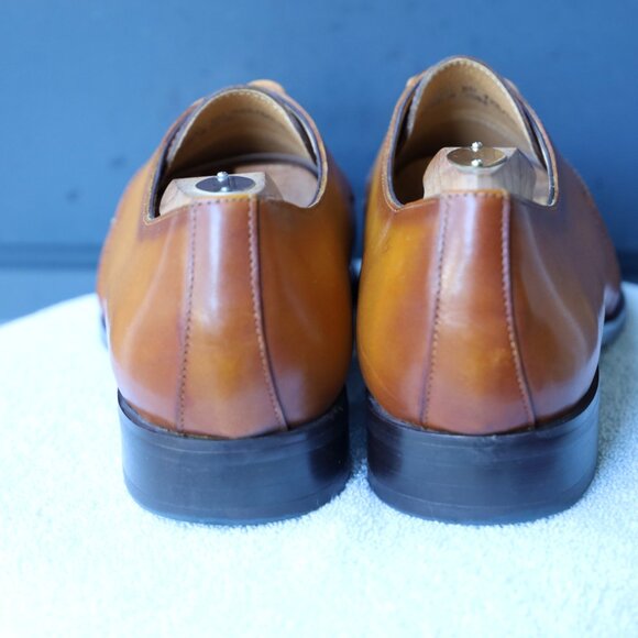 SALE - Maison Forte 9.5-M Cognac Burnished Mens Oxford Dress Shoes - Picture 4 of 13
